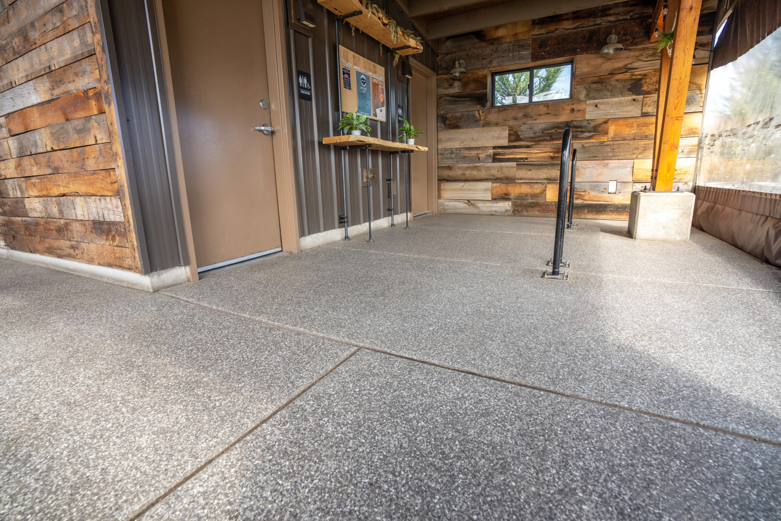 Commercial brewery with coated concrete floor