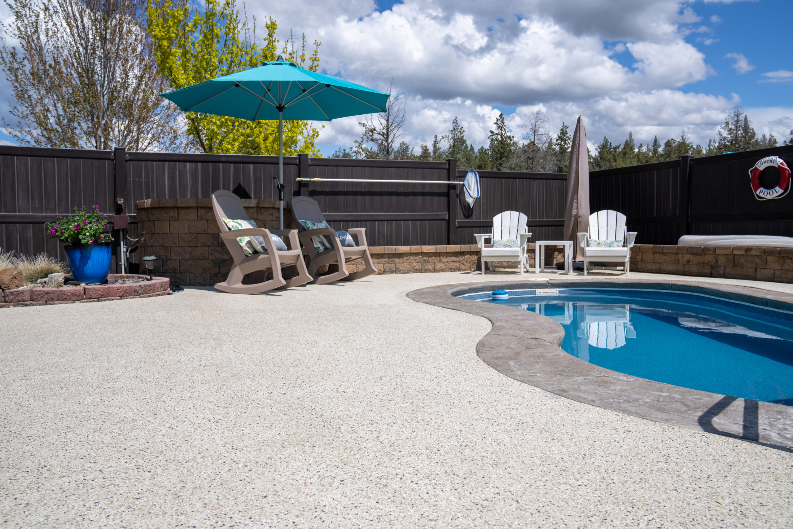 Coated outdoor patio in a backyard